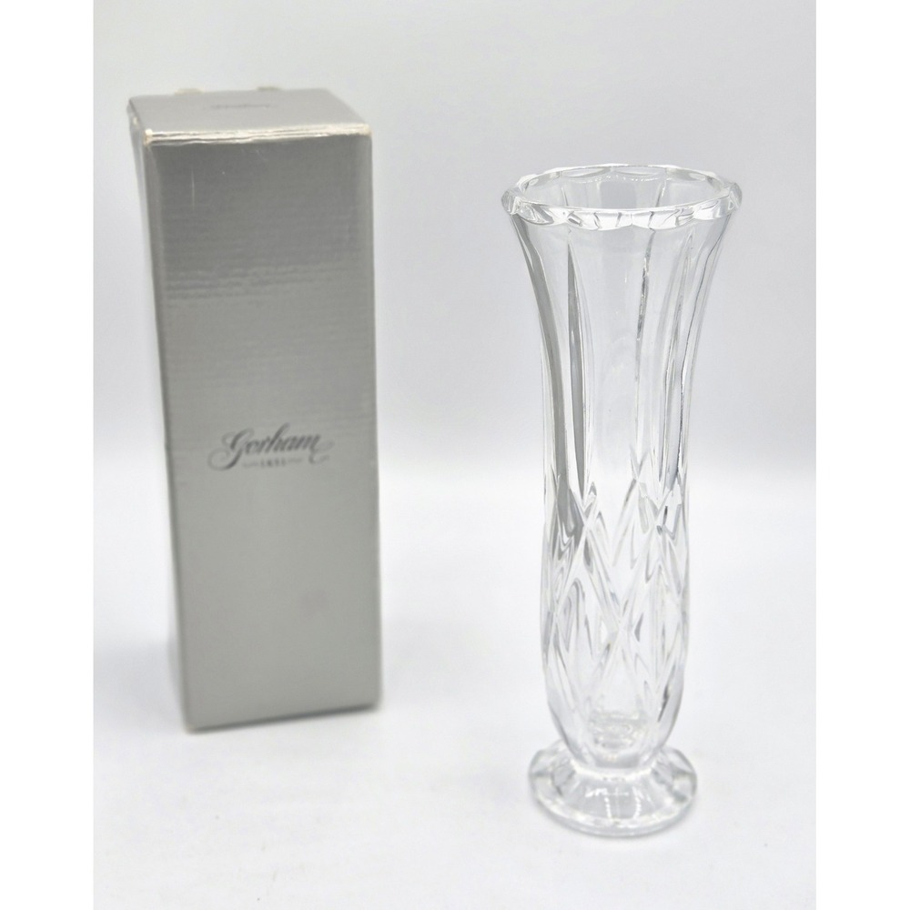 Elegant‎ Gorham "Lady Anne" 8" Crystal Bud Vase with Original Box!